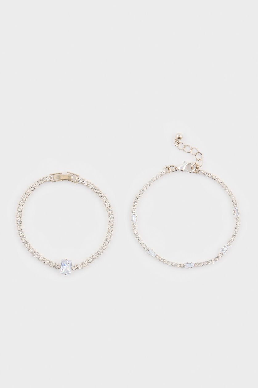 Kadın Gümüş DCEY x DeFacto Kadın 2'li Taşlı Bileklik