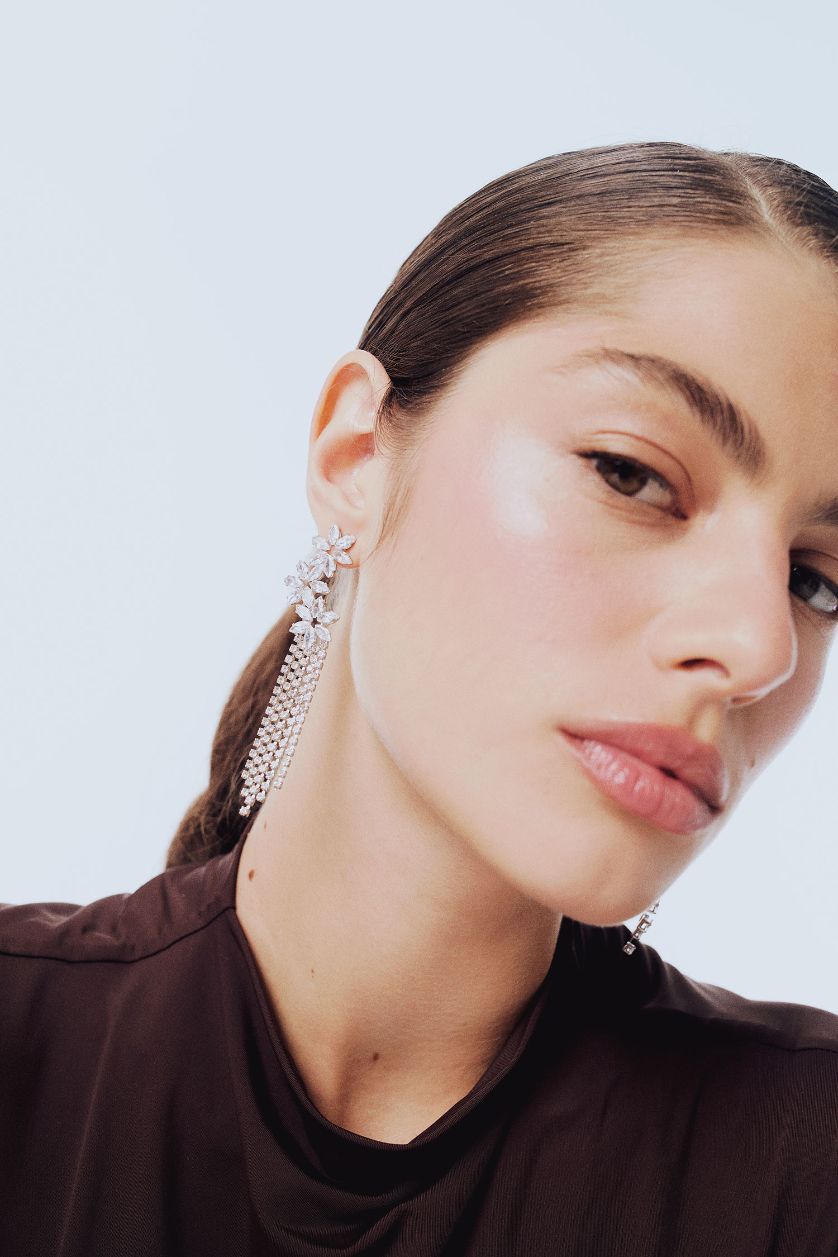 Kadın Gümüş DCEY x DeFacto Kadın Taşlı Sallantılı Küpe