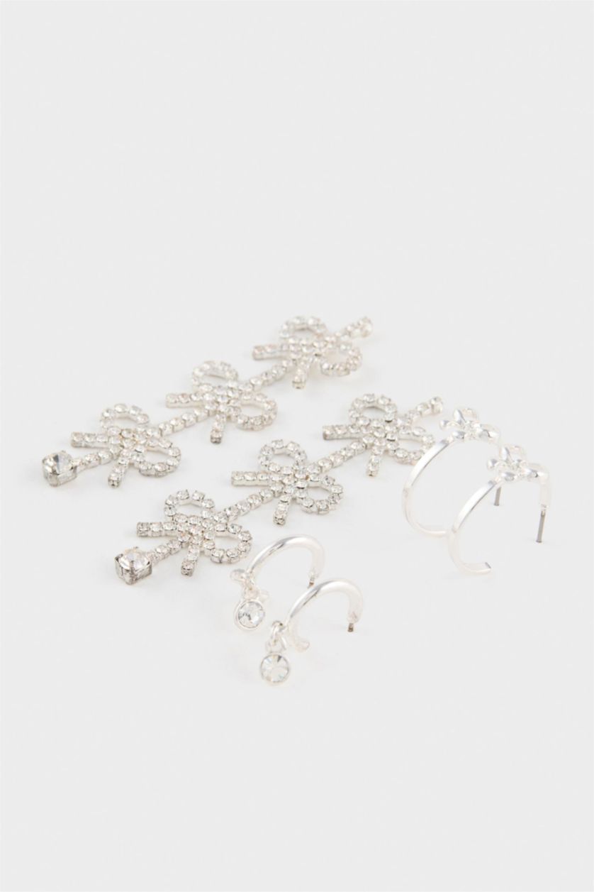 Kadın Gümüş DCEY x DeFacto Kadın 3'lü Taşlı Küpe