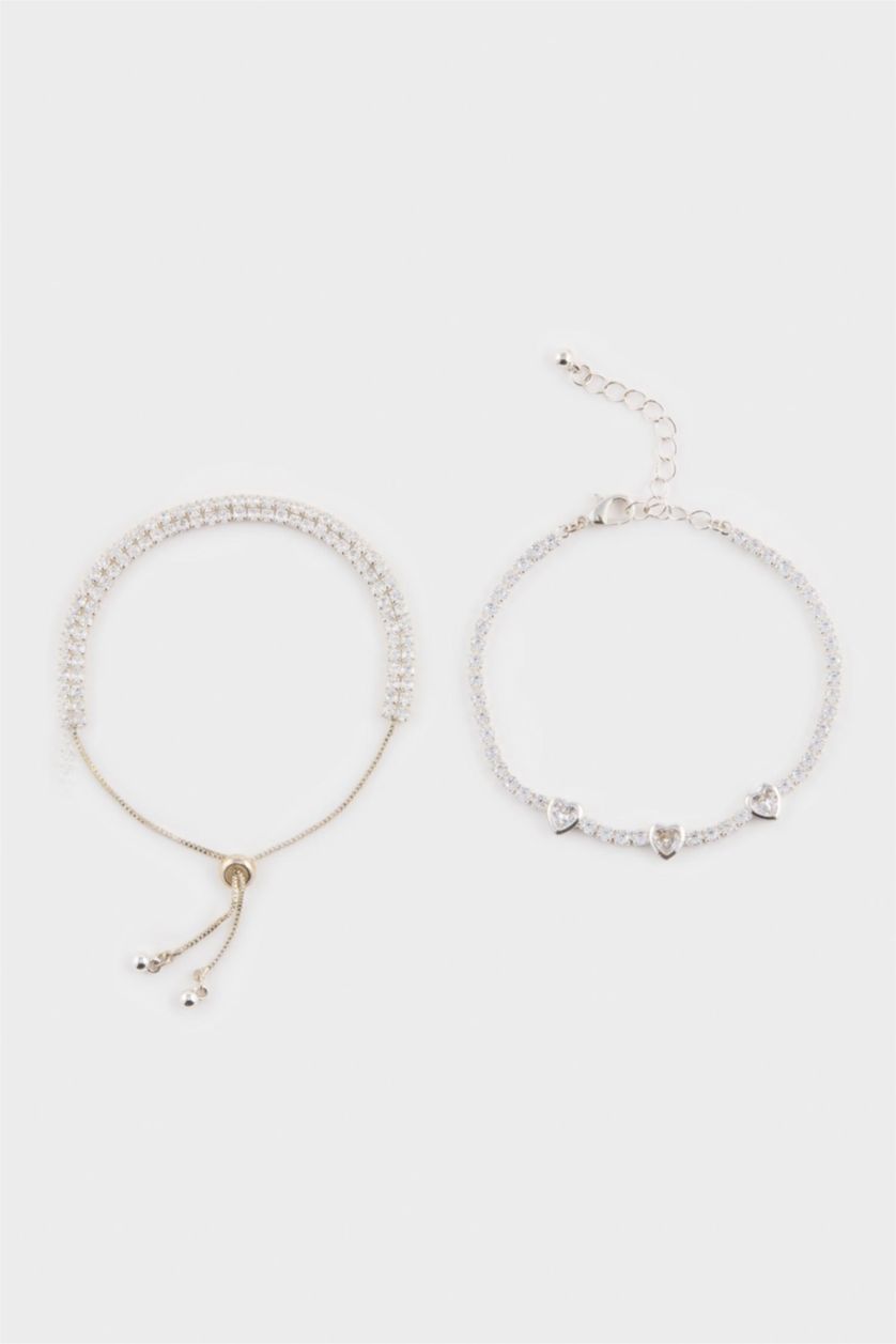 Kadın Gümüş DCEY x DeFacto Kadın 2'li Taşlı Bileklik