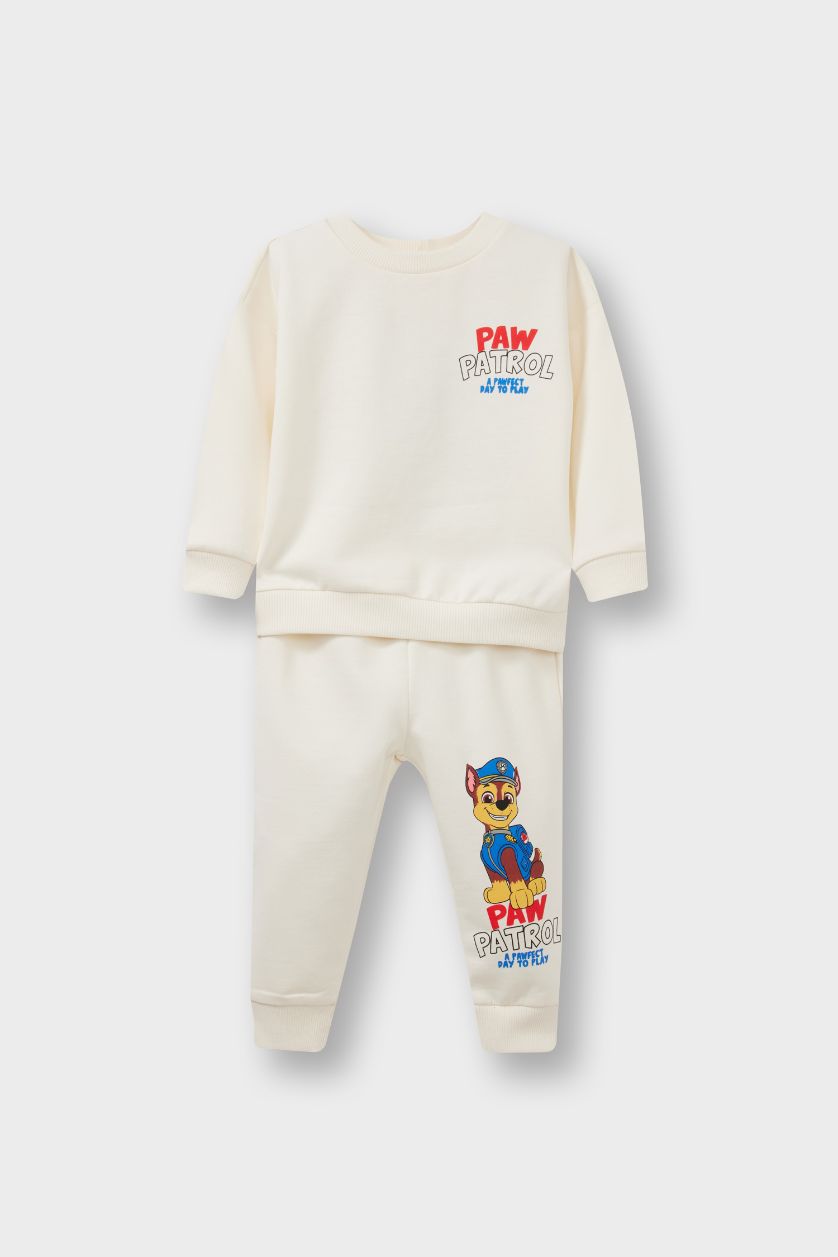 Erkek Bebek Ekru Paw Patrol 2'li Takım Sweatshirt Eşofman Altı Erkek Bebek