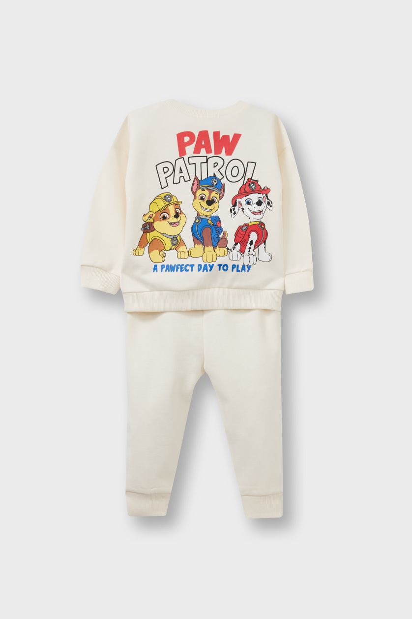 Erkek Bebek Ekru Paw Patrol 2'li Takım Sweatshirt Eşofman Altı Erkek Bebek
