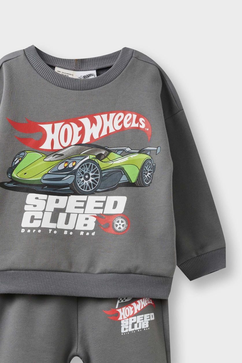 Erkek Bebek Gri Hot Wheels 2'li Takım Sweatshirt Eşofman Altı Erkek Bebek
