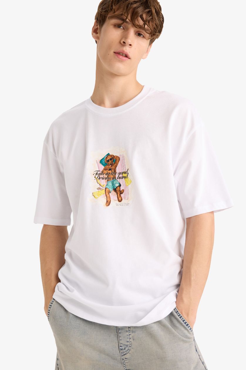 MAN White Boxy Fit Crew Neck Short Sleeve T-Shirt