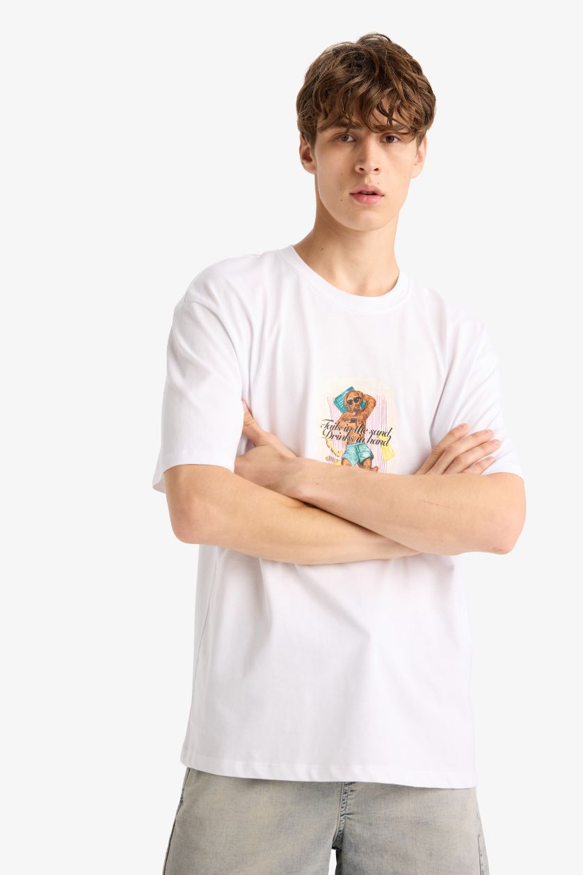 MAN White Boxy Fit Crew Neck Short Sleeve T-Shirt