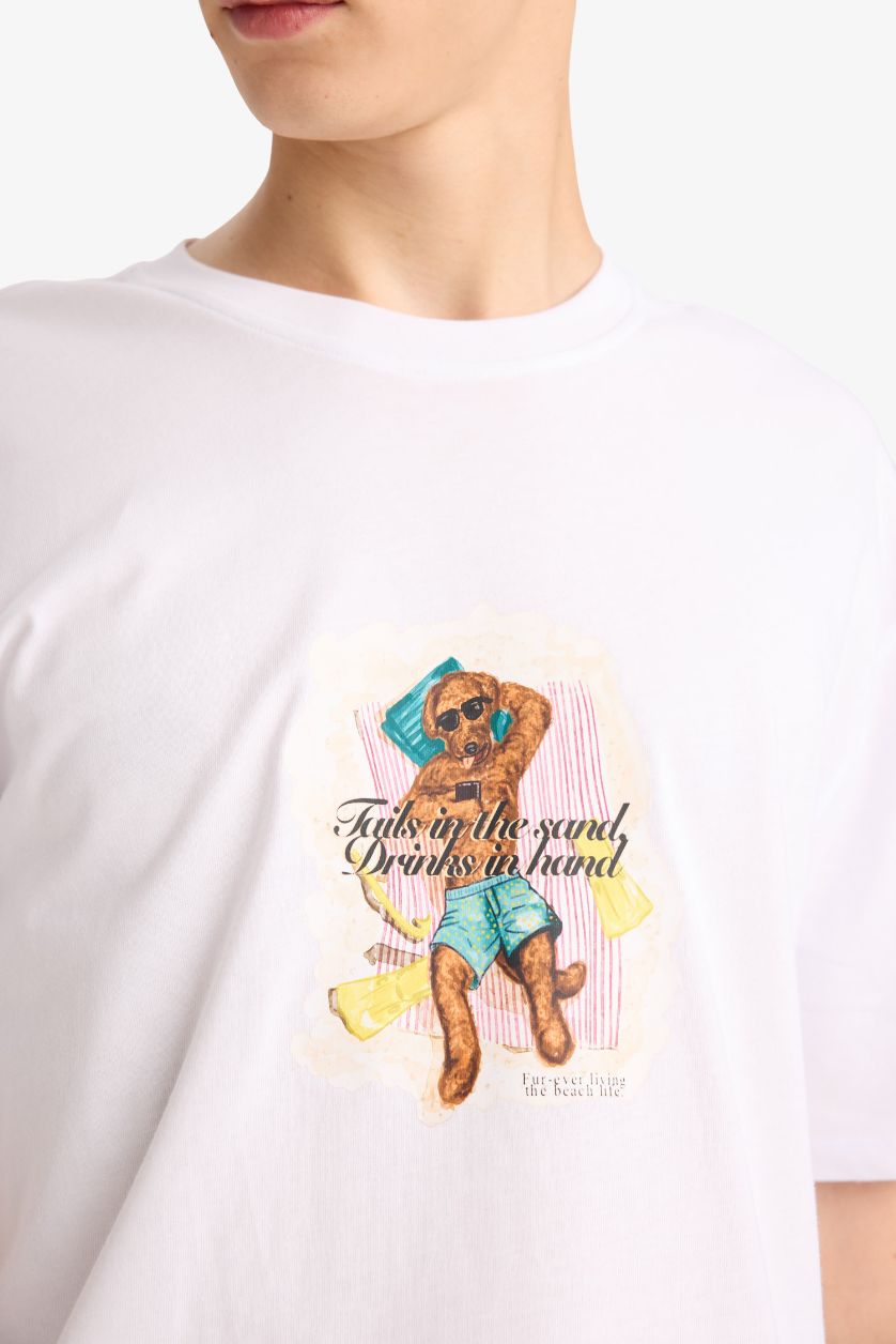 MAN White Boxy Fit Crew Neck Short Sleeve T-Shirt