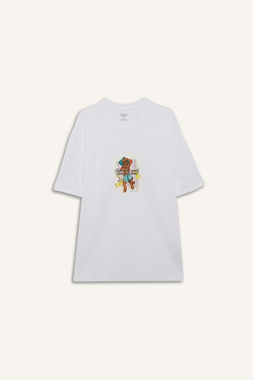 MAN White Boxy Fit Crew Neck Short Sleeve T-Shirt