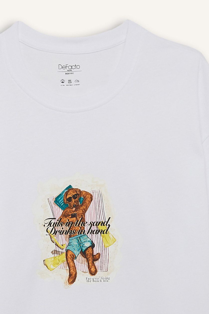 MAN White Boxy Fit Crew Neck Short Sleeve T-Shirt