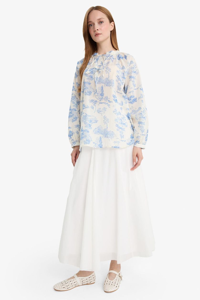 Kadın Ekru A Kesim Vual Maxi Etek