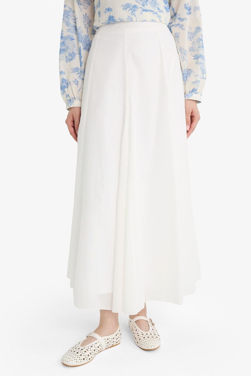 Kadın Ekru A Kesim Vual Maxi Etek