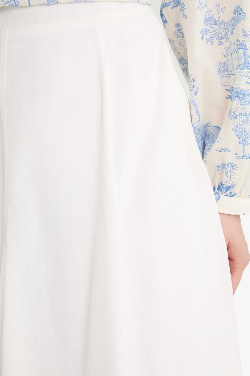 Kadın Ekru A Kesim Vual Maxi Etek