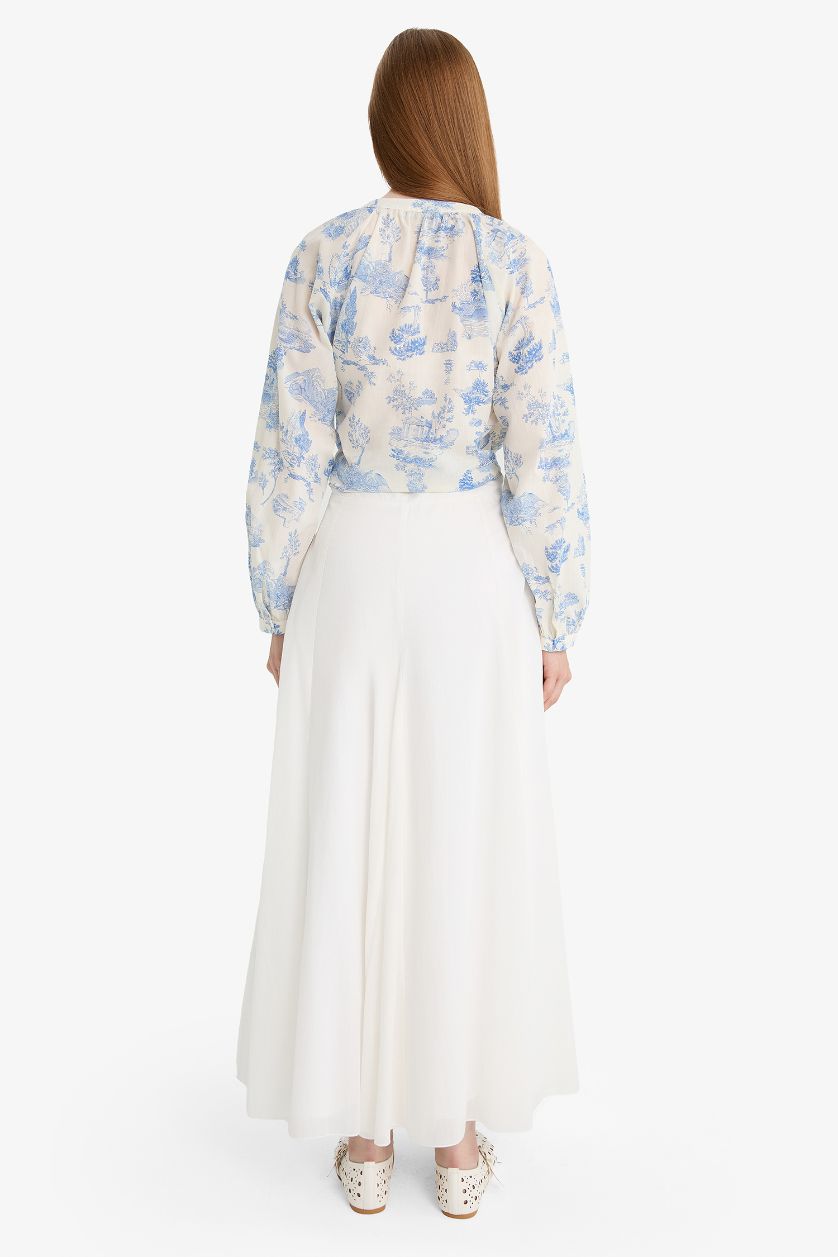 Kadın Ekru A Kesim Vual Maxi Etek