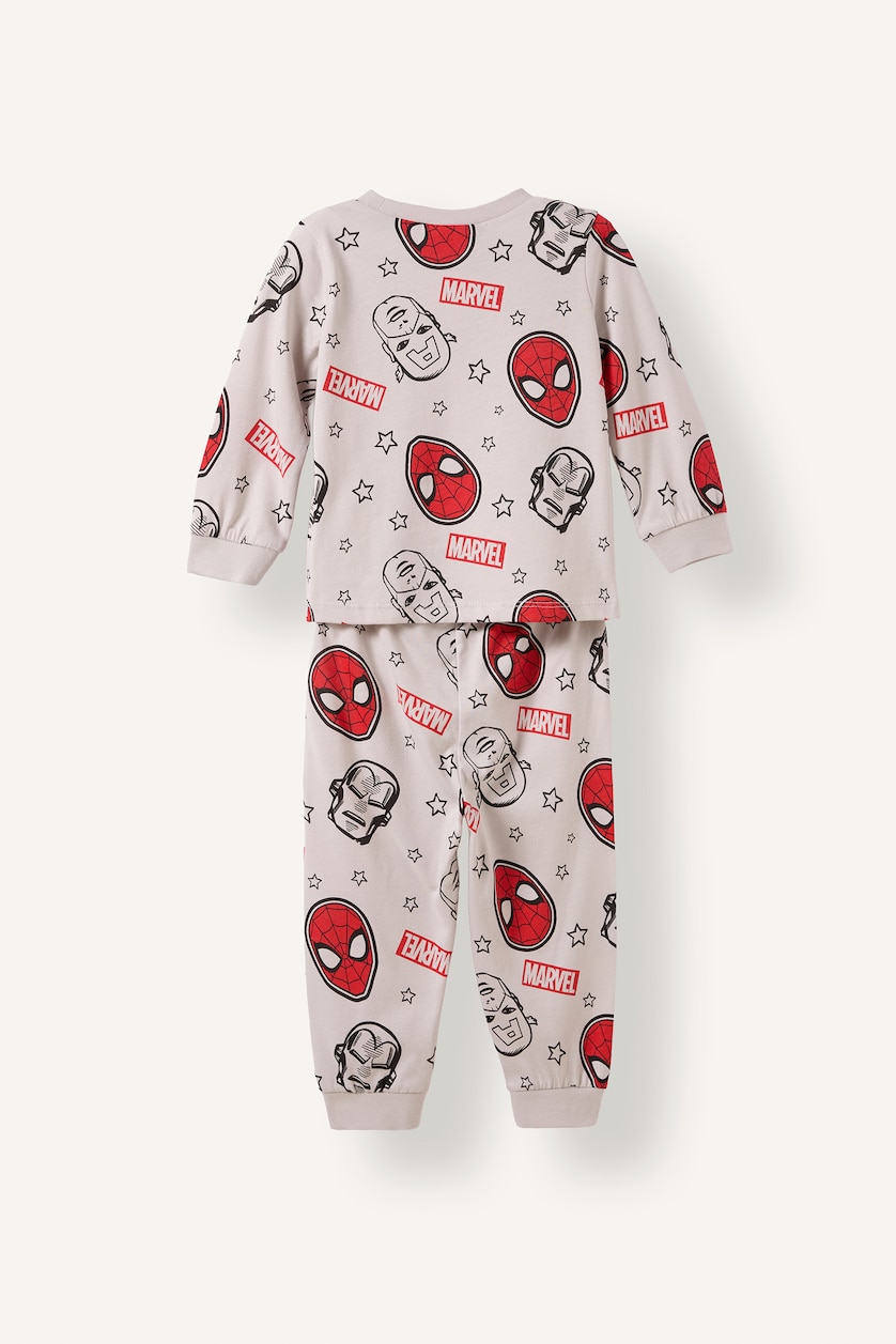 Erkek Bebek Açık Gri %100 Pamuklu Marvel Pijama Takımı Erkek Bebek