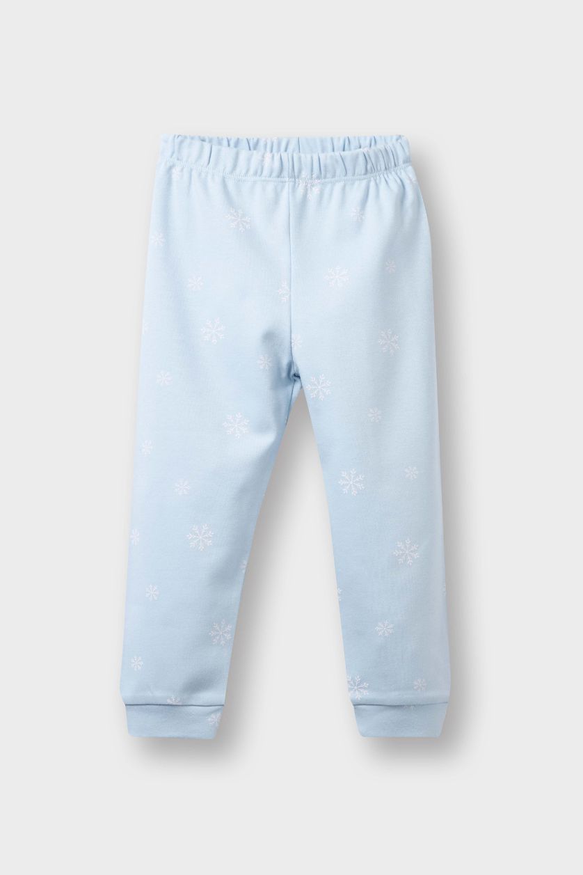 Kız Bebek Açık Mavi Frozen Pijama Takımı Uzun Kollu Üst Uzun Alt Kız Bebek