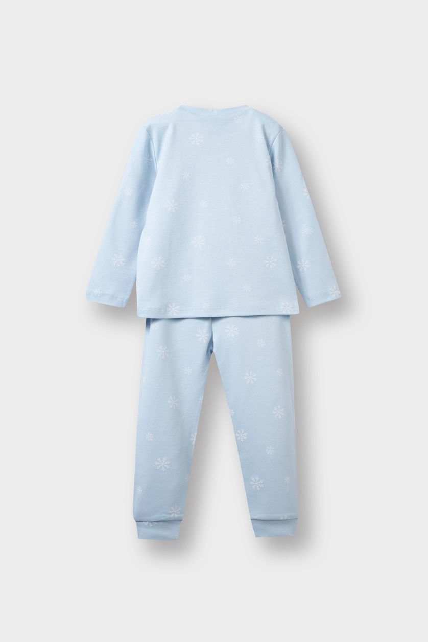 Kız Bebek Açık Mavi Frozen Pijama Takımı Uzun Kollu Üst Uzun Alt Kız Bebek