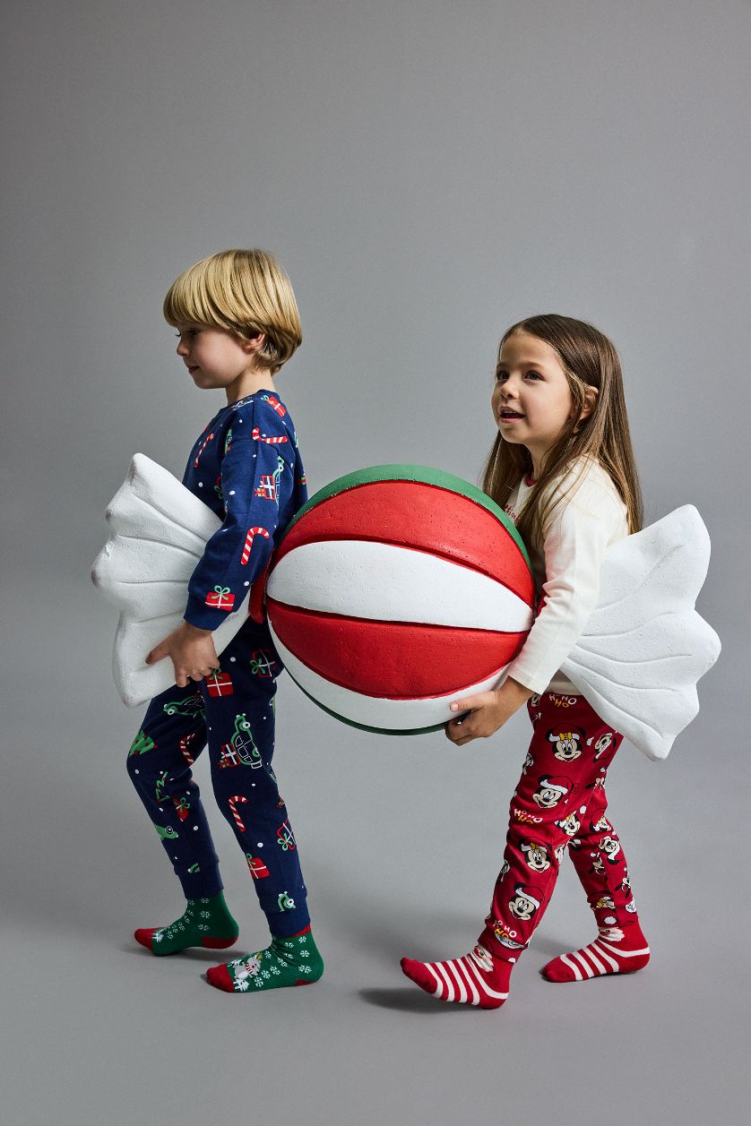 Kız Bebek Kırmızı %100 Pamuklu Dısney Mıckey & Mınnıe Beli Lastikli Pijama Takımı Kız Bebek