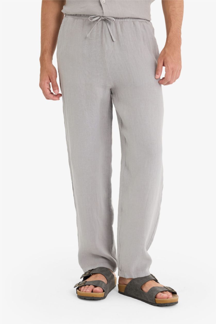 Men Light Grey Relax Fit Trousers