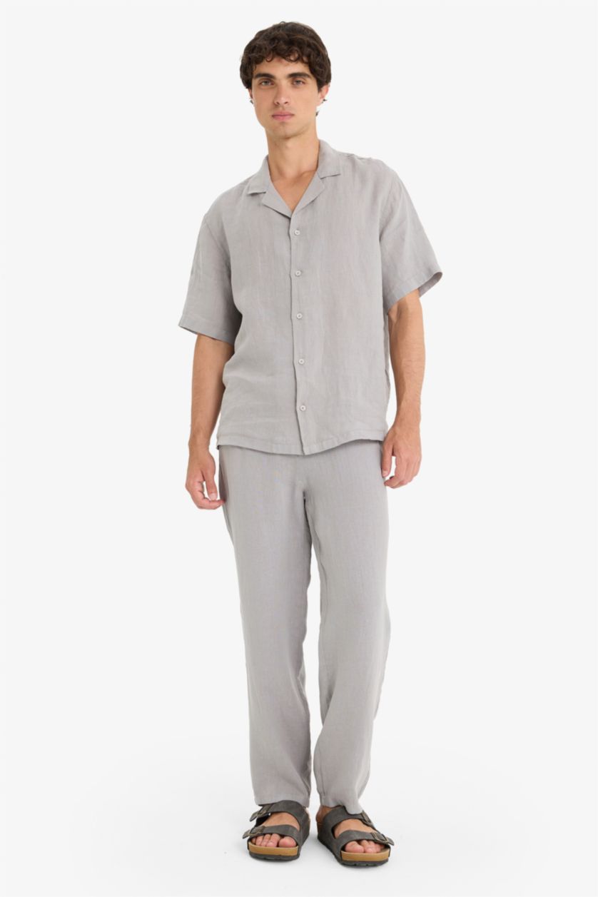 Men Light Grey Relax Fit Trousers