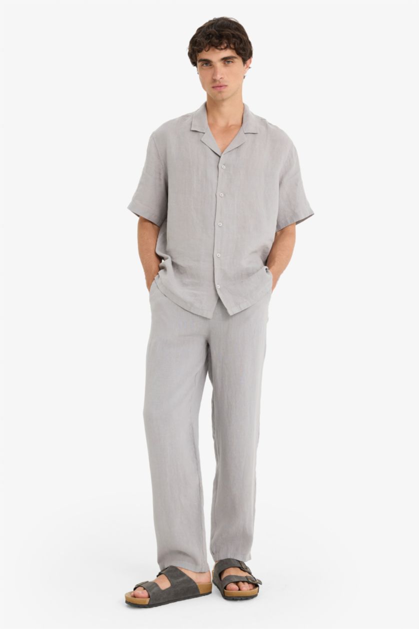 Men Light Grey Relax Fit Trousers