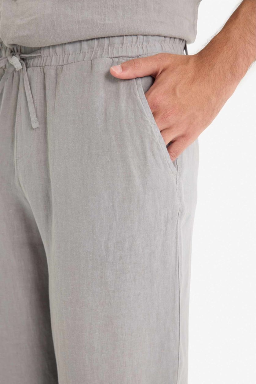 Men Light Grey Relax Fit Trousers