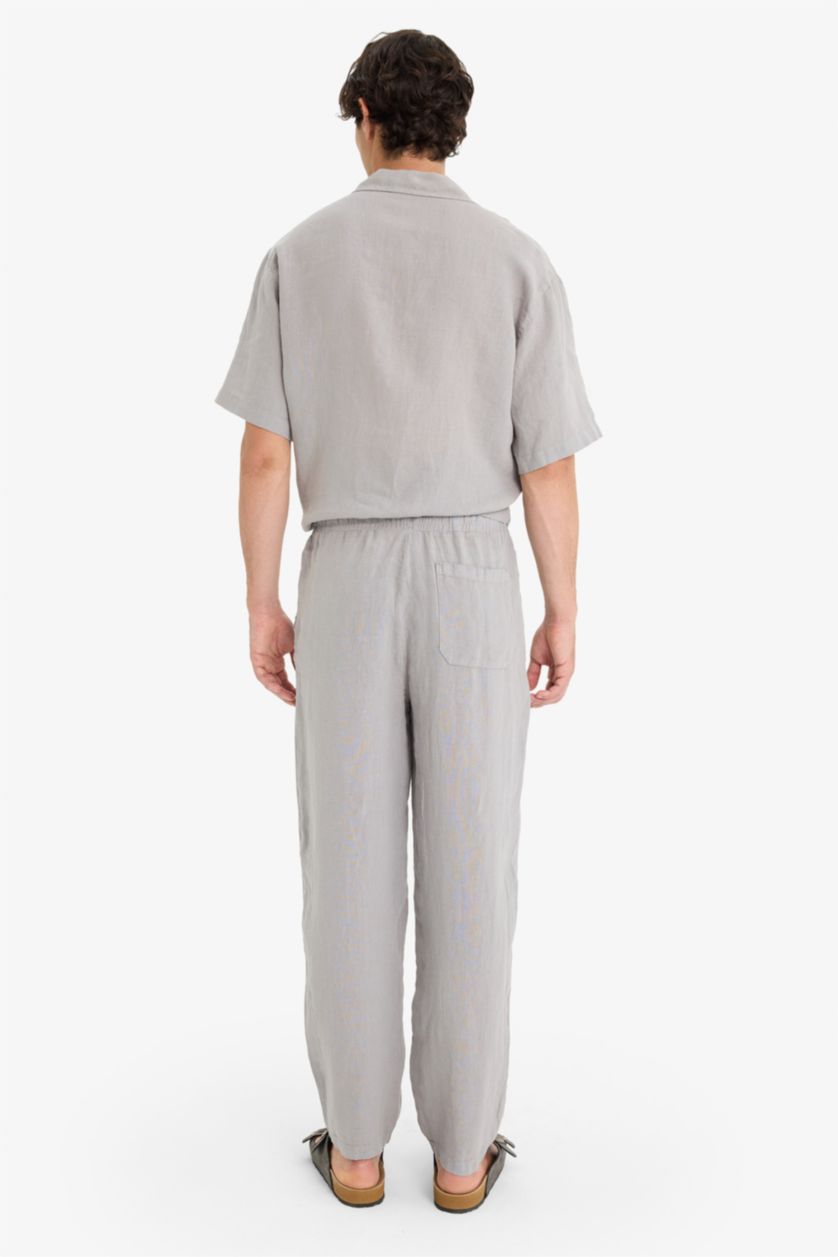 Men Light Grey Relax Fit Trousers