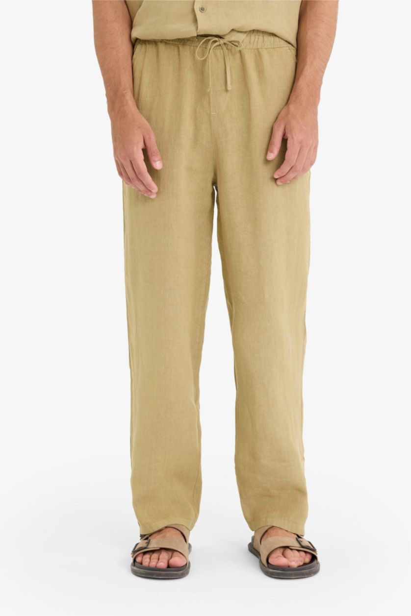 Men Light Khaki Relax Fit Trousers
