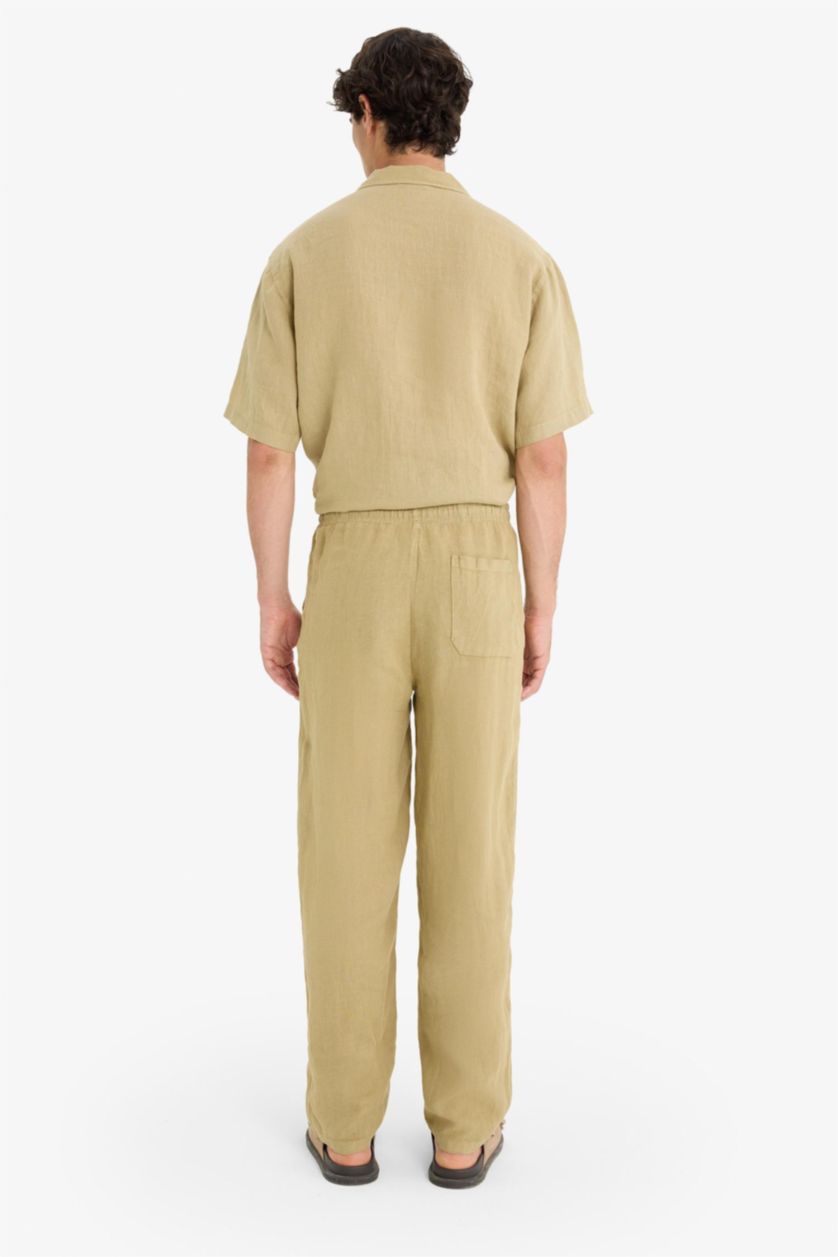 Men Light Khaki Relax Fit Trousers