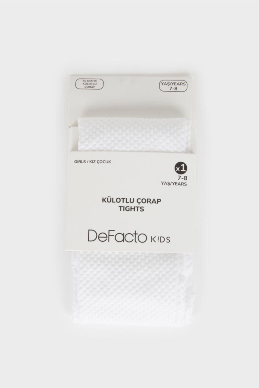 Kız Çocuk - Genç Kız Beyaz Kız Çocuk 50 Denye Külotlu Okul Çorabı