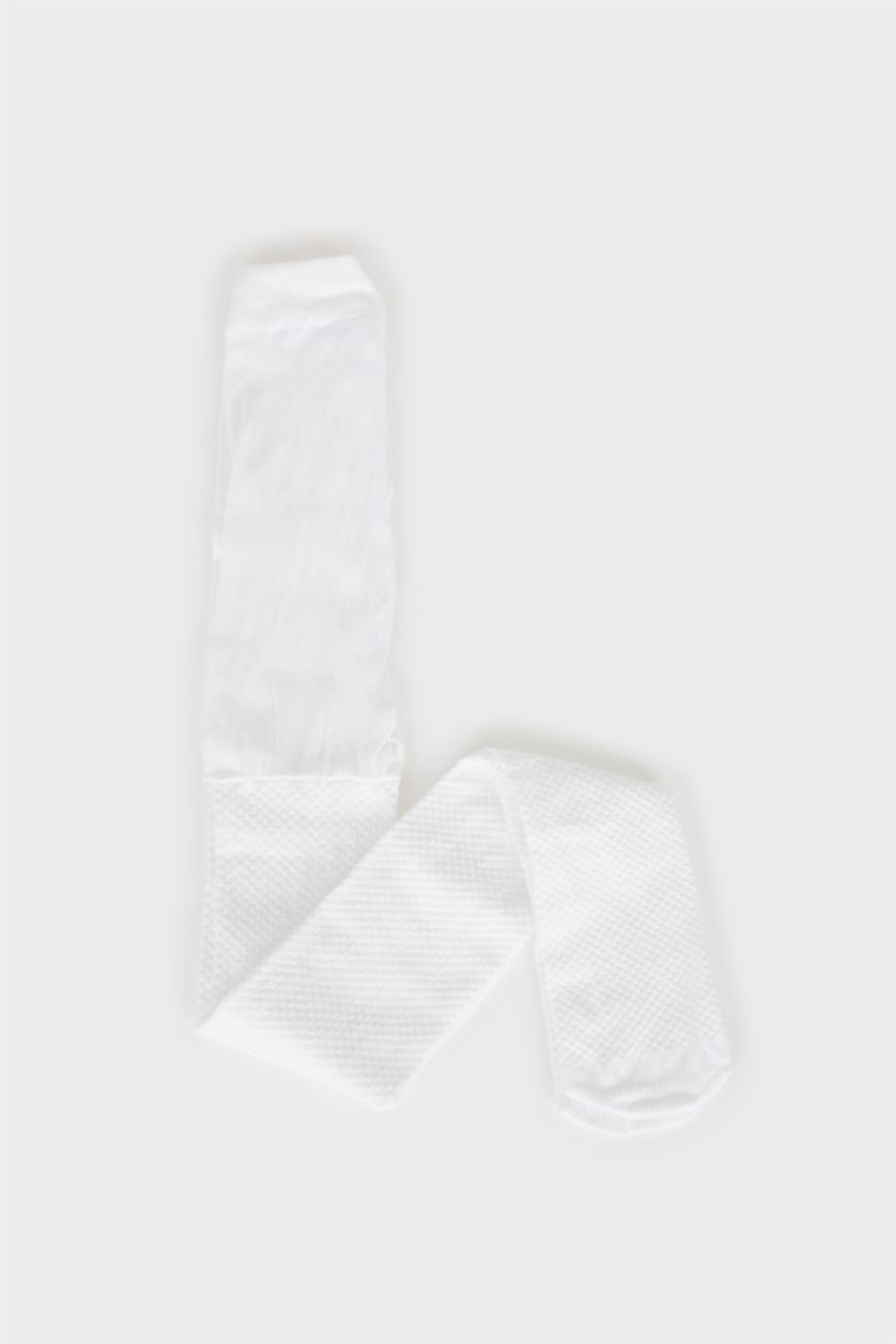 Kız Çocuk - Genç Kız Beyaz Kız Çocuk 50 Denye Külotlu Okul Çorabı