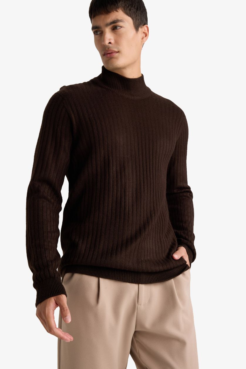 MAN Brown Standard Fit Turtleneck Knitwear Pullover
