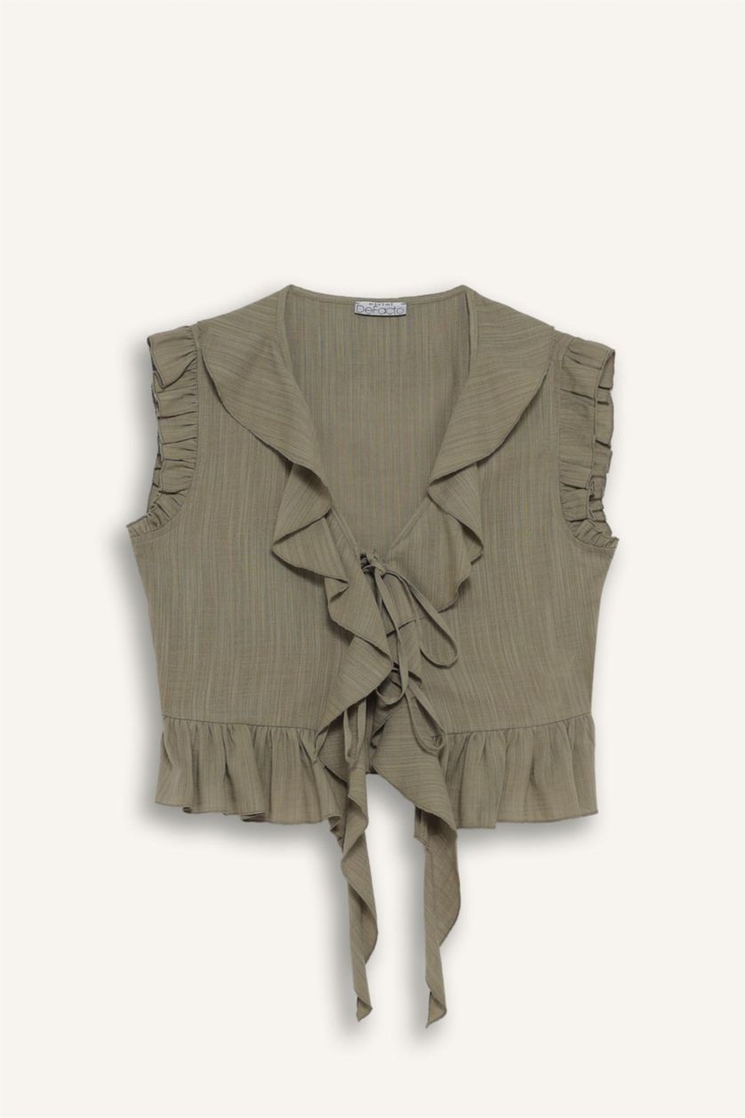 Әйелдерге хаки қалыпты пішім Қысқа жеңді Блуза