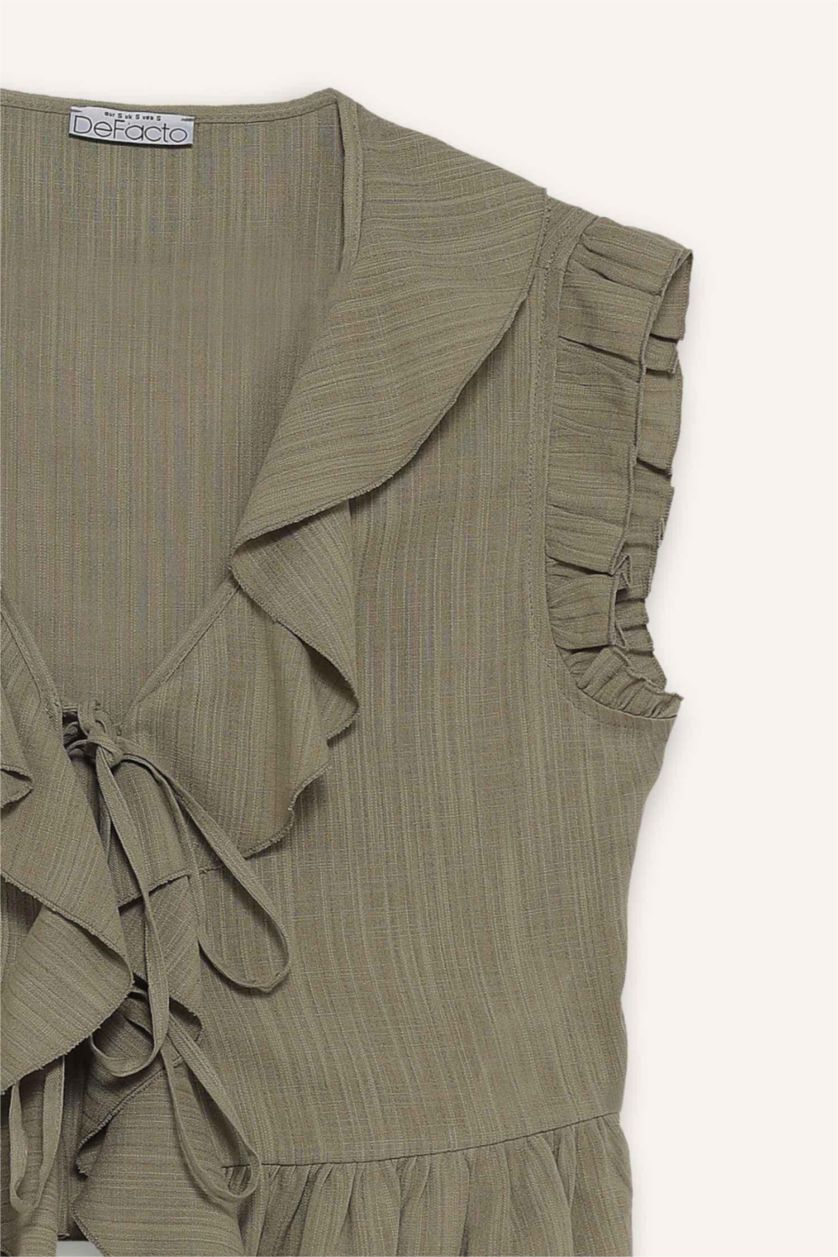 Әйелдерге хаки қалыпты пішім Қысқа жеңді Блуза