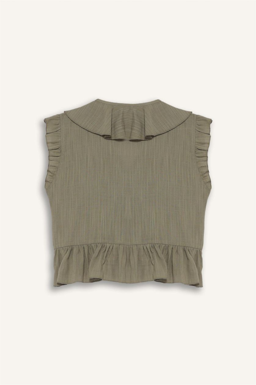 Әйелдерге хаки қалыпты пішім Қысқа жеңді Блуза