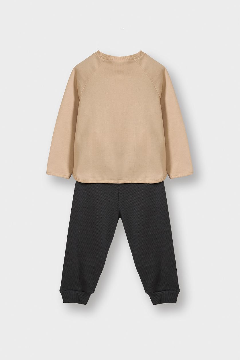 طفل صغير بيج سيت بيبي ولادي سويت شيرت وبنطلون بجامة بطبعة اسد - قطعتين
