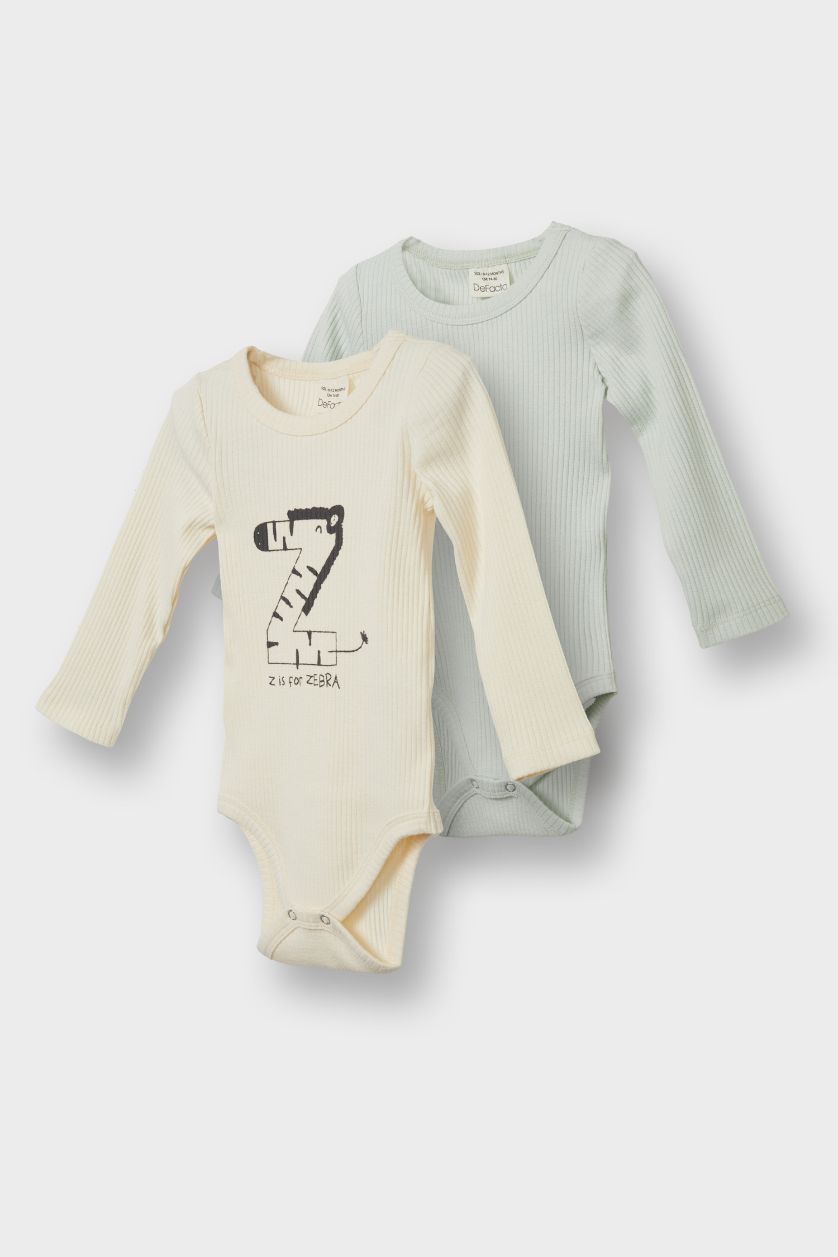 Erkek Bebek Ekru Fitilli Kaşkorse 2'li Uzun Kollu Çıtçıtlı Body Erkek Bebek Yenidoğan