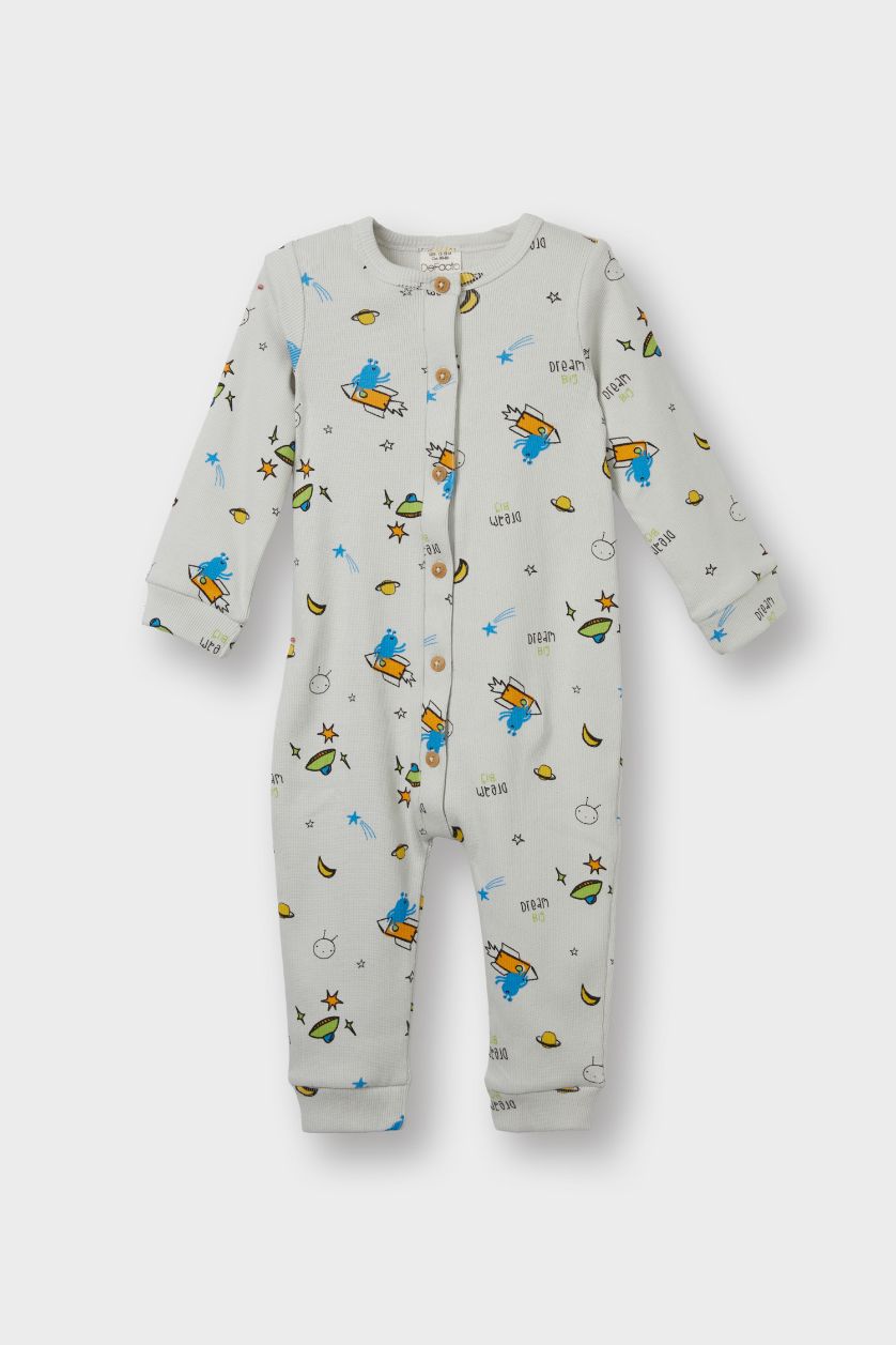 طفل صغير رمادي فاتح جمبسوت بيبي ولادي حديثي الولادة منثوش