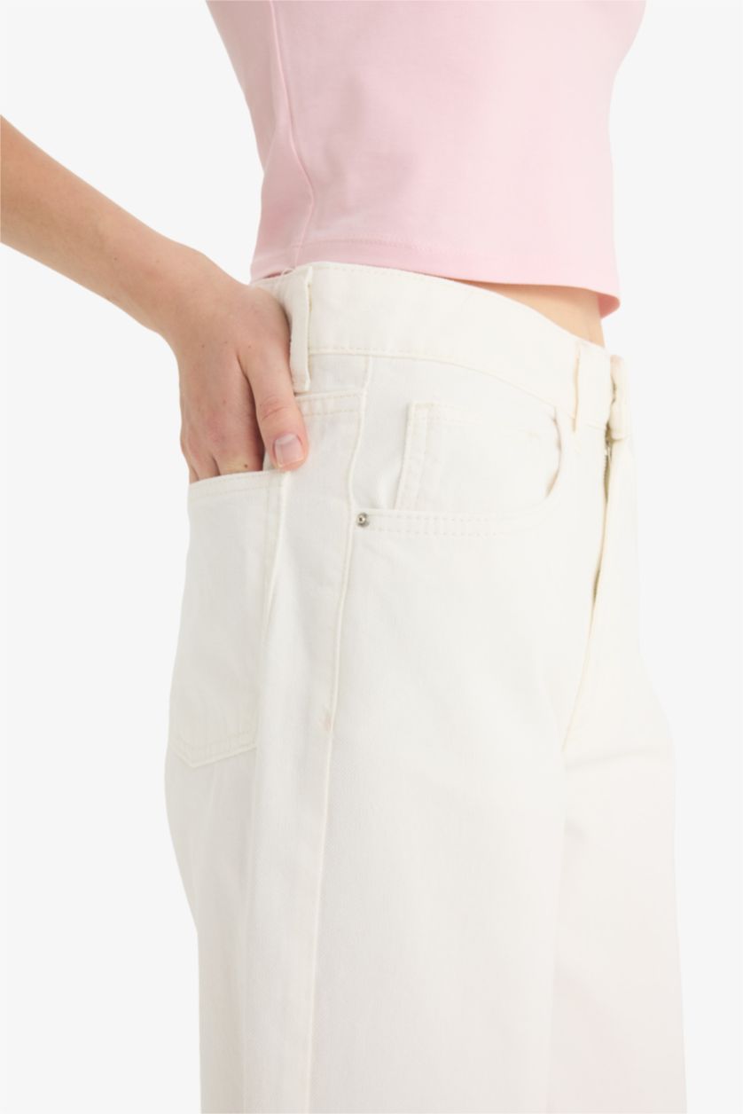 Женщины Белый Свободные джинсы Barrel Fit с нормальной посадкой и длиной до щиколоток, белые