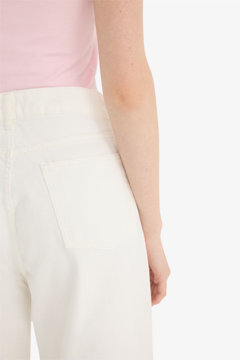 Женщины Белый Свободные джинсы Barrel Fit с нормальной посадкой и длиной до щиколоток, белые