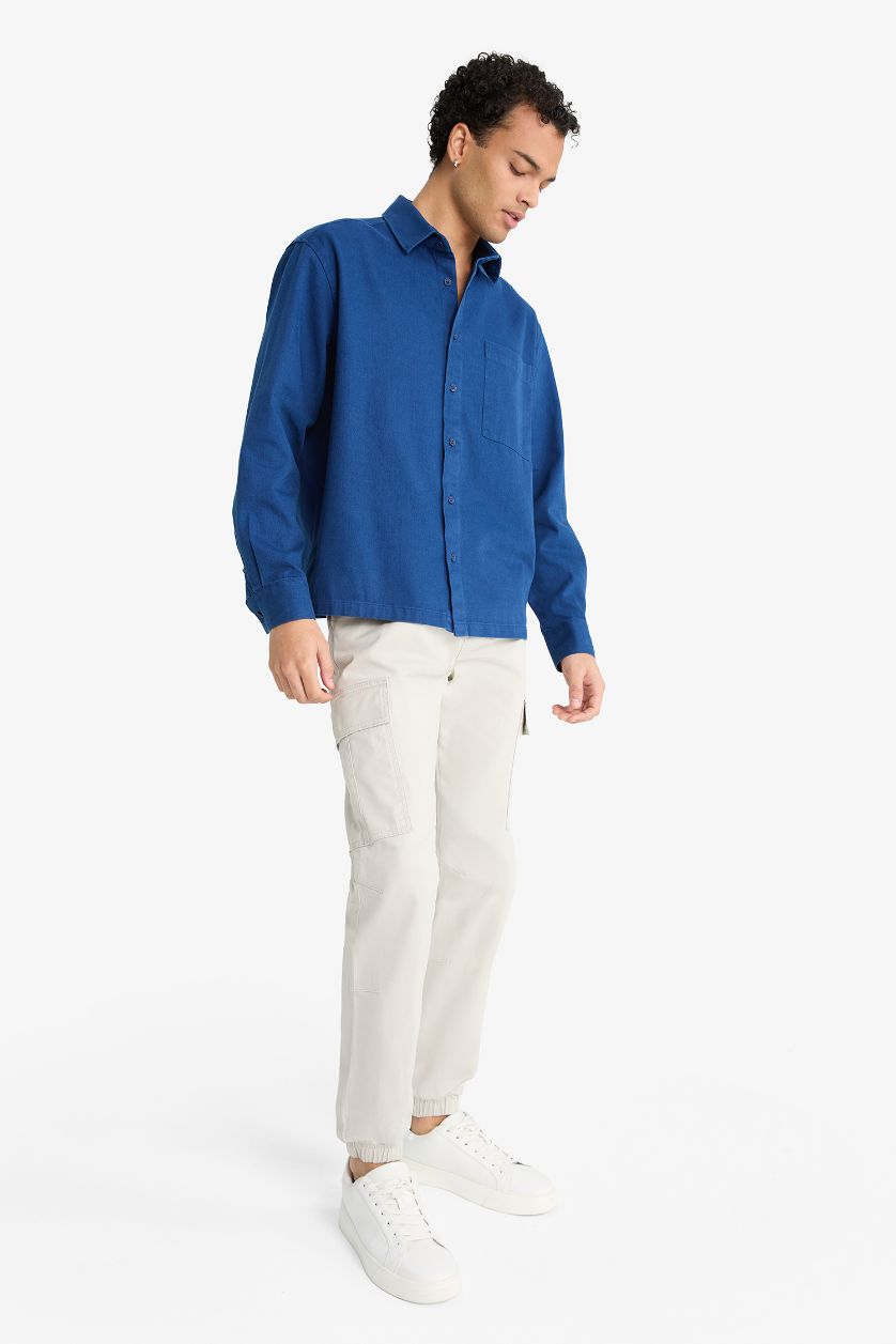 Erkek Taş Regular Fit Beli Bağcıklı Kargo Cepli Jogger Pantolon