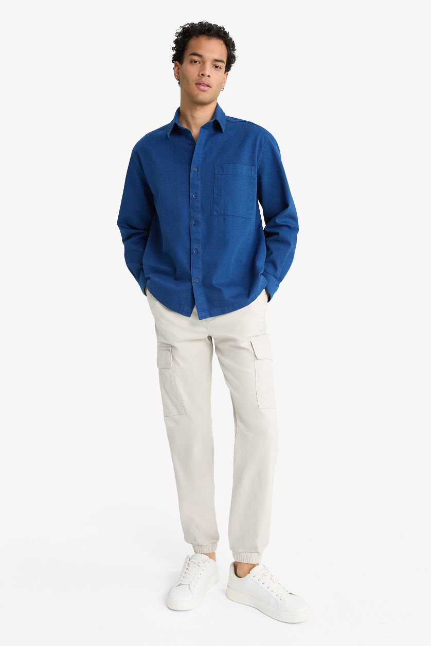 Erkek Taş Regular Fit Beli Bağcıklı Kargo Cepli Jogger Pantolon