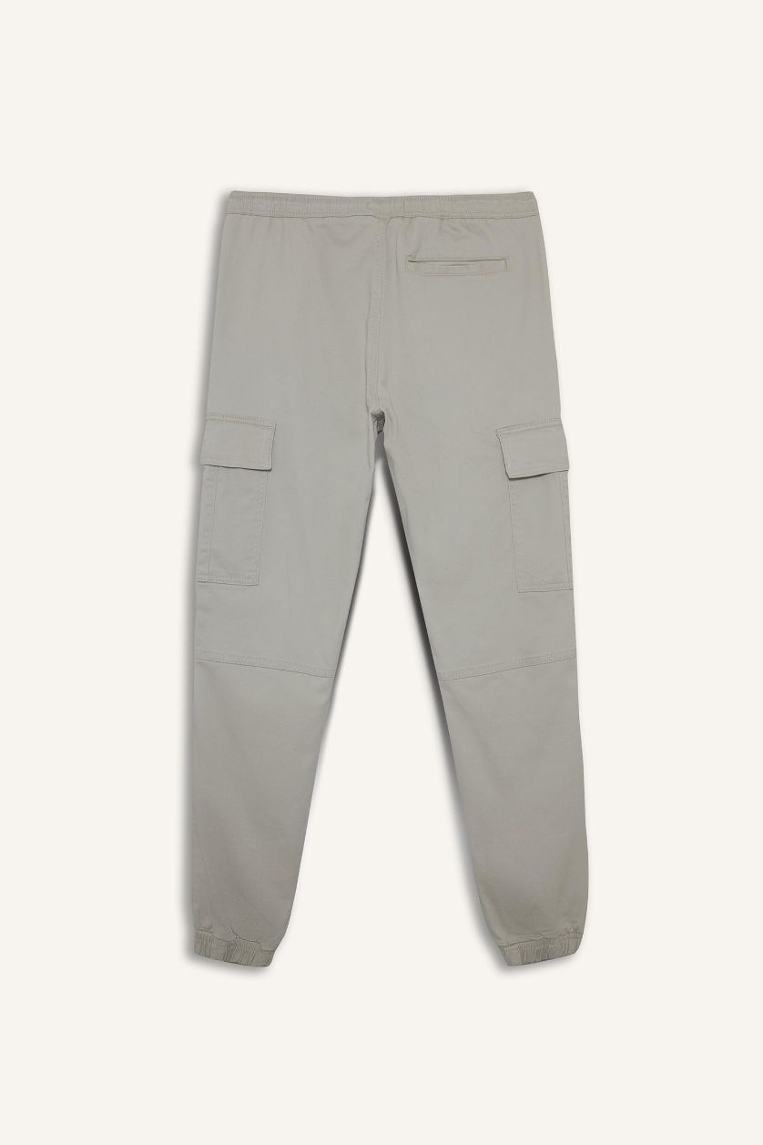 Erkek Taş Regular Fit Beli Bağcıklı Kargo Cepli Jogger Pantolon