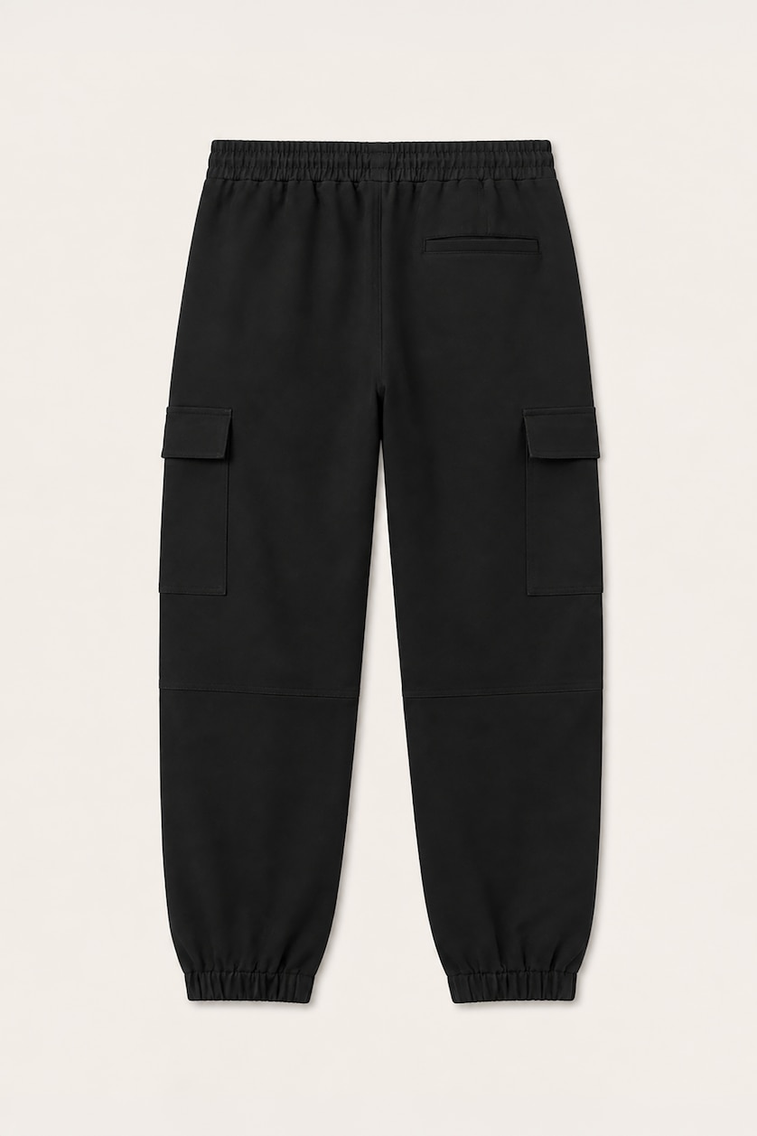 Erkek Siyah Regular Fit Kargo Jogger Pantolon