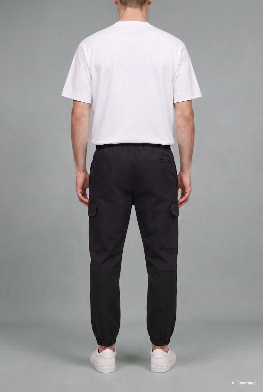 Erkek Siyah Kargo Jogger Pantolon