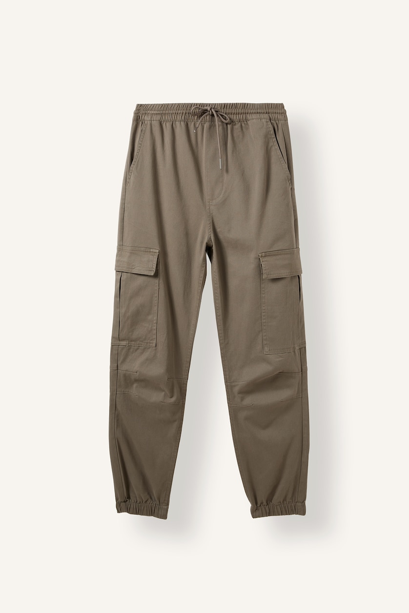 Erkek Haki Regular Fit Kargo Jogger Pantolon