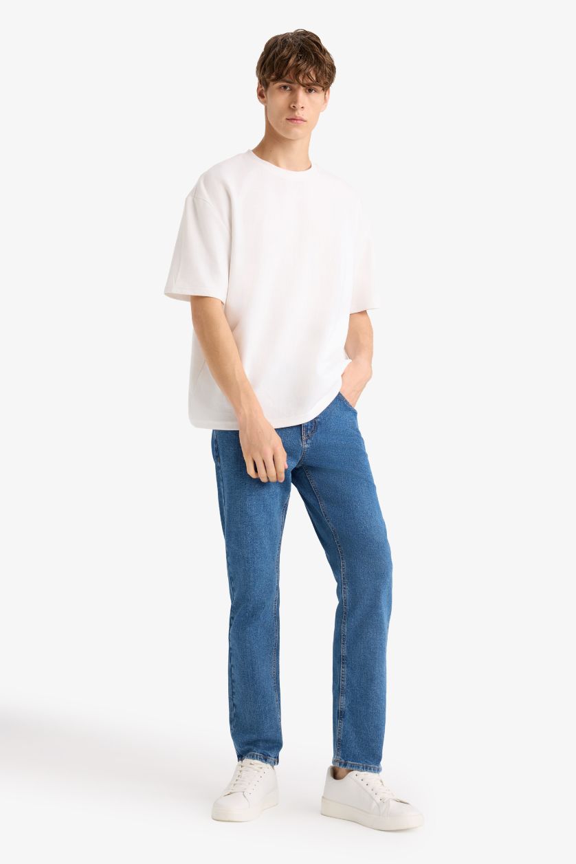 Erkek Mavi Sergio Regular Fit Normal Kalıp Normal Bel Boru Paça Jean Pantolon