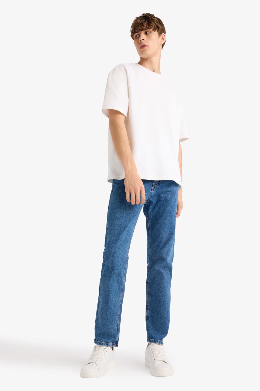 Erkek Mavi Sergio Regular Fit Normal Kalıp Normal Bel Boru Paça Jean Pantolon