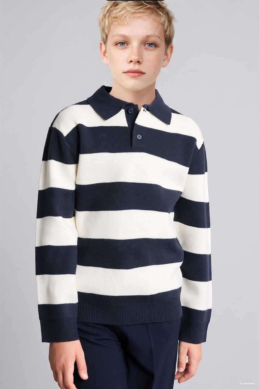 GARÇONS Marin Pull à col polo pour garçon Coupe régulière