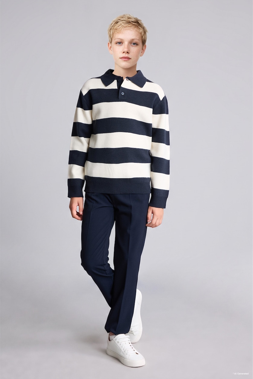 GARÇONS Marin Pull à col polo pour garçon Coupe régulière