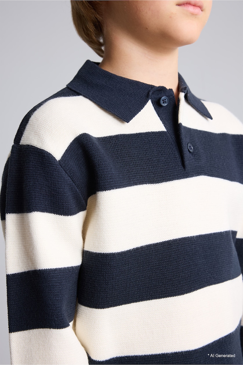 GARÇONS Marin Pull à col polo pour garçon Coupe régulière