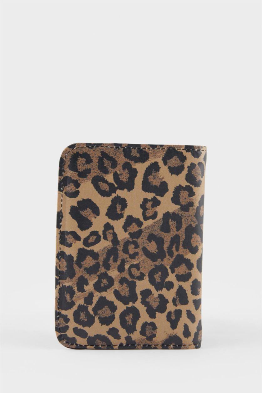 Kadın Karma Kadın Leopar Desenli Suni Deri Pasaportluk ve Valiz İsimliği Set